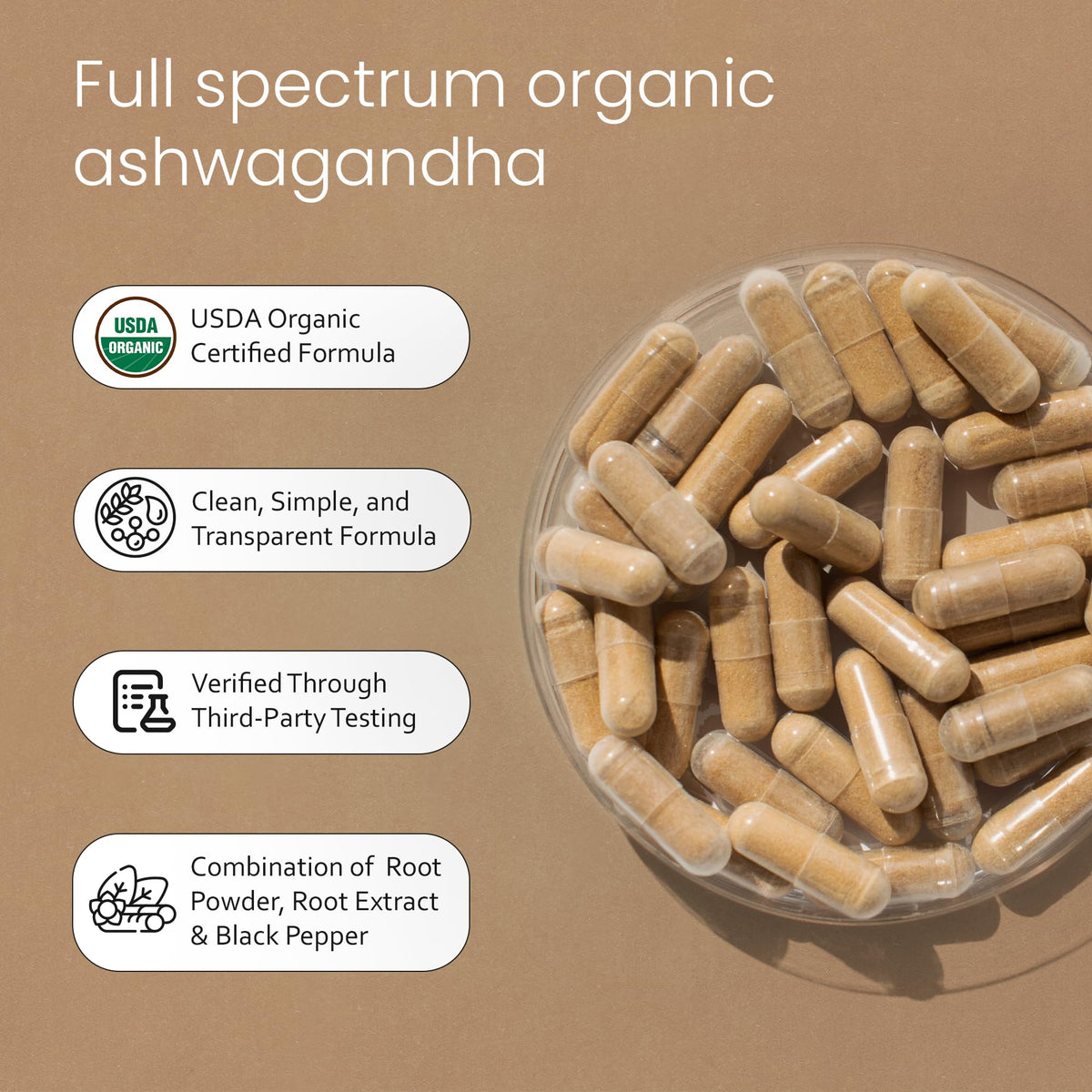NaturaLife Labs Organic Ashwagandha 2100 mg per Serving – Herbal Supplement Root Powder & Extract – 100 Capsules – Vegan, Non-GMO, Gluten-Free - FENGGESTORE20