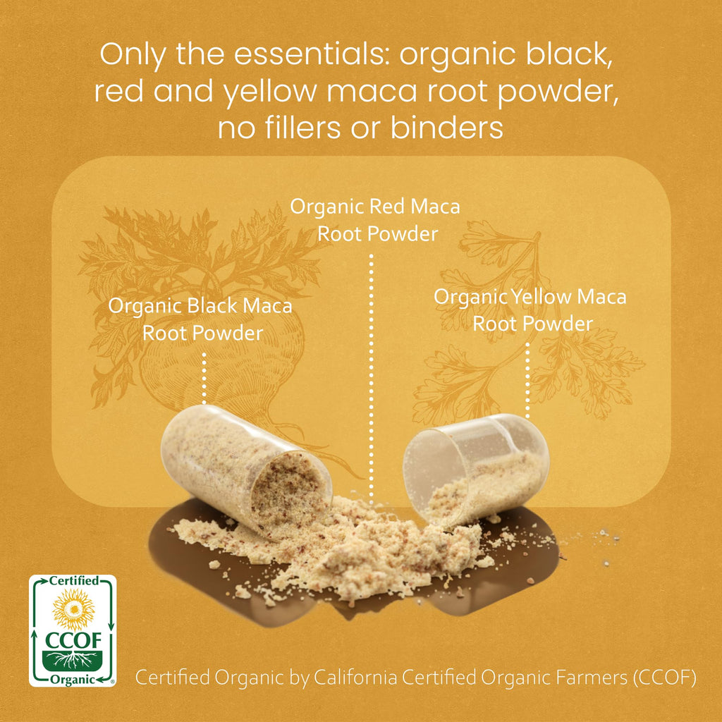NaturaLife Labs Organic Maca Root – Black, Red & Yellow – 1900 mg per Serving – 150 Capsules – Gelatinized Peruvian Maca - FENGGESTORE20