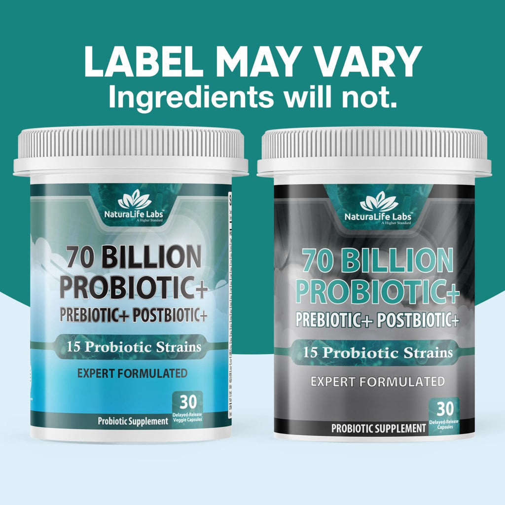 NaturaLife Labs Probiotics 70 Billion CFU – 15 Strains with Organic Prebiotic & Postbiotic – 3-in-1 Formula – 30 Vegan Capsules - FENGGESTORE20