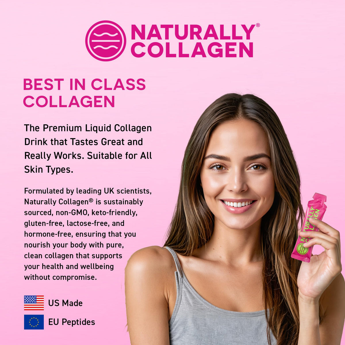 Naturally Collagen - Premium Hydrolyzed Liquid Marine Collagen Supplement - 8000mg of Collagen per Sachet Plus 180mg VIT C - Natural Tropical Fruit Flavour - 14 Sachets per Box - FENGGESTORE20