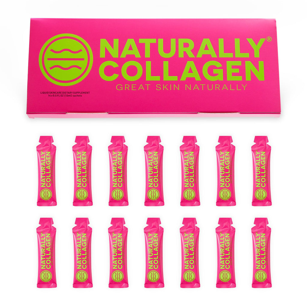 Naturally Collagen - Premium Hydrolyzed Liquid Marine Collagen Supplement - 8000mg of Collagen per Sachet Plus 180mg VIT C - Natural Tropical Fruit Flavour - 14 Sachets per Box - FENGGESTORE20