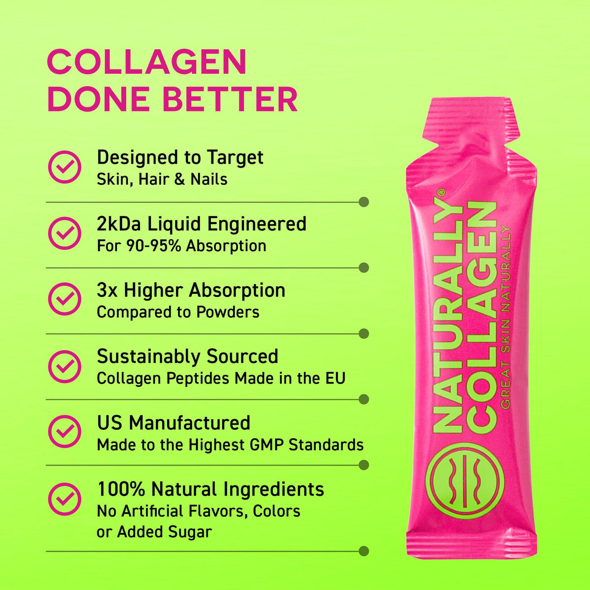 Naturally Collagen - Premium Hydrolyzed Liquid Marine Collagen Supplement - 8000mg of Collagen per Sachet Plus 180mg VIT C - Natural Tropical Fruit Flavour - 14 Sachets per Box - FENGGESTORE20