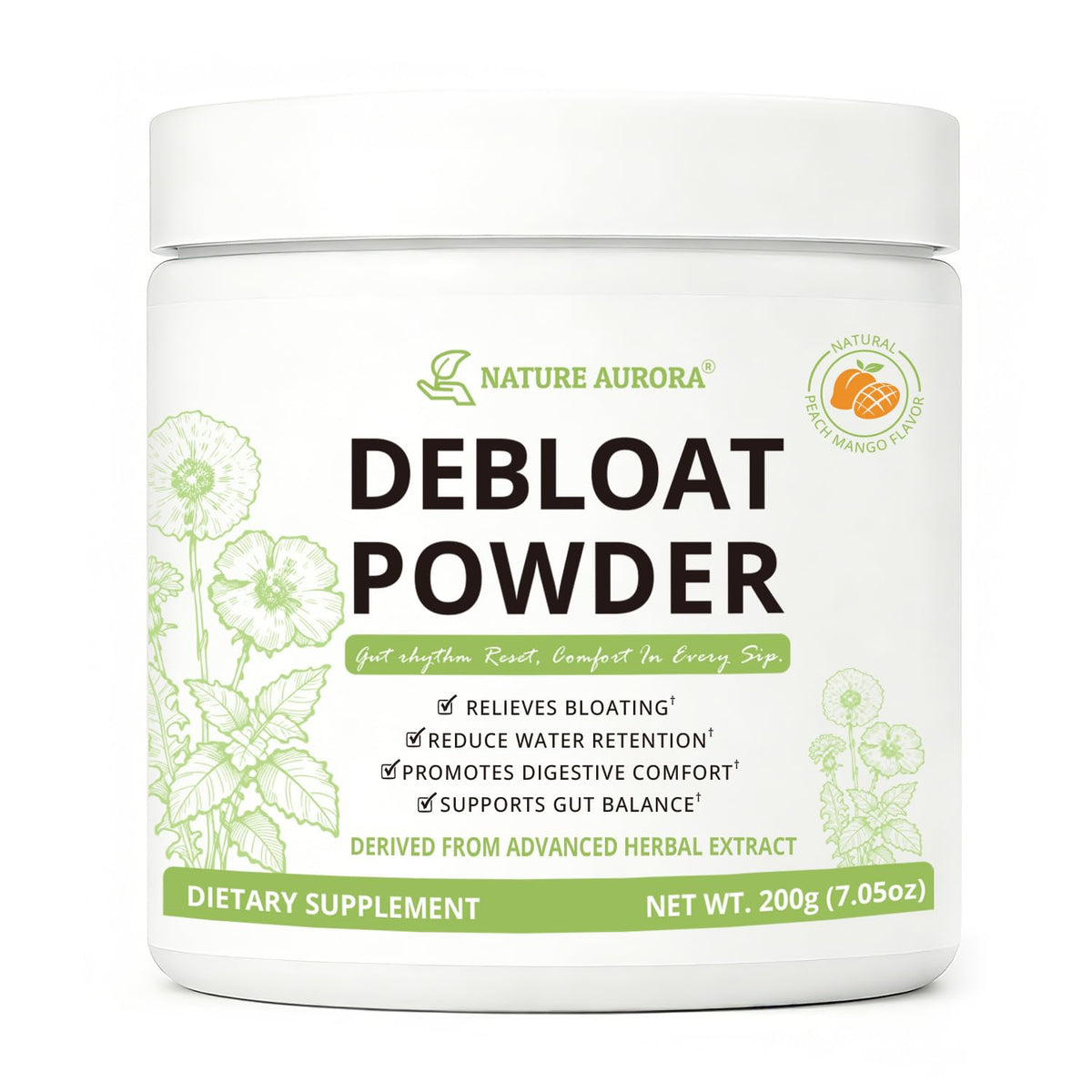 Nature Aurora Debloat Powder for Digestive Health, Natural Bloating Relief, Water Retention & Gut Balance Support, Digestive Enzymes for Women & Men, - FENGGESTORE20