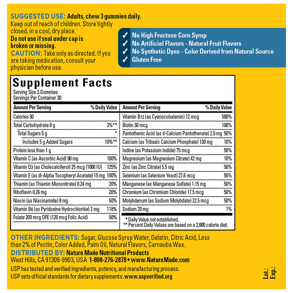Nature Made Advanced Multivitamin Gummies for Him with Magnesium Citrate, Calcium & All 8 B Vitamins, Multivitamin for Men, - FENGGESTORE20