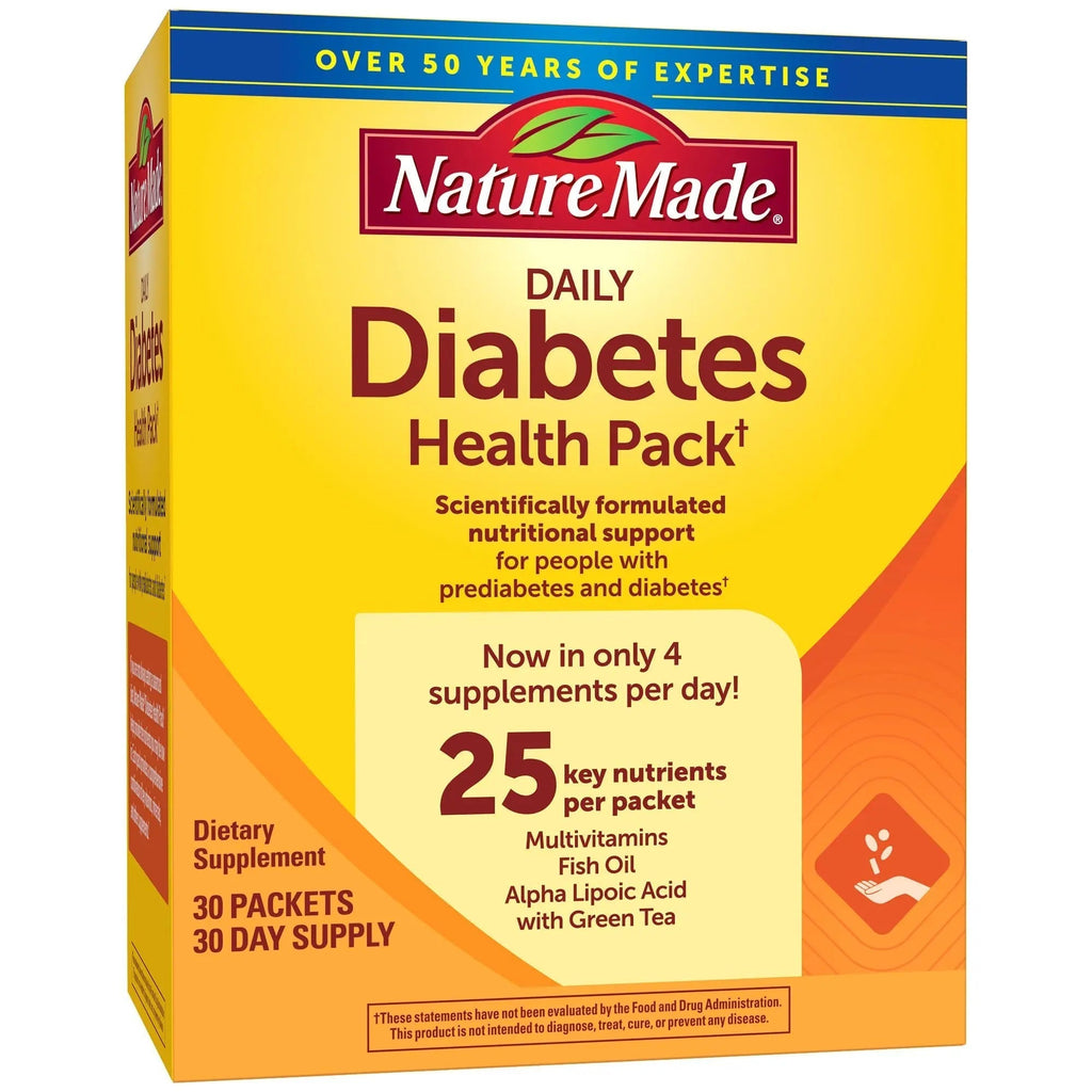 Nature Made Diabetes Health Pack, Daily Dietary Supplements for Nutritional Support, 30 Packets, 30 Day Supply - FENGGESTORE20