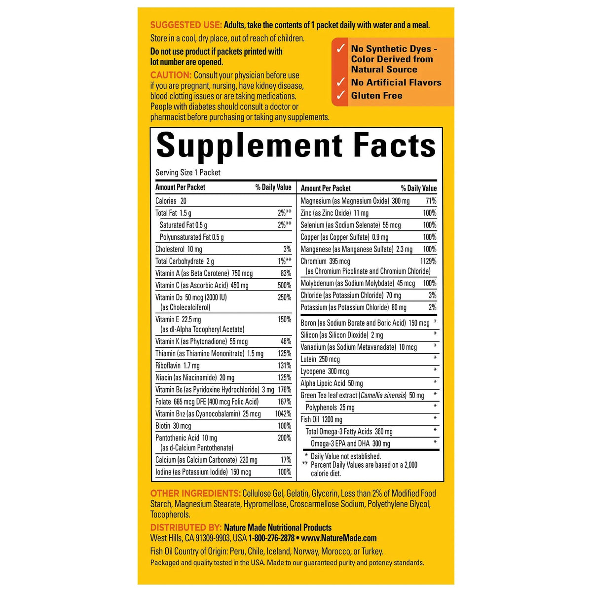 Nature Made Diabetes Health Pack, Daily Dietary Supplements for Nutritional Support, 30 Packets, 30 Day Supply - FENGGESTORE20
