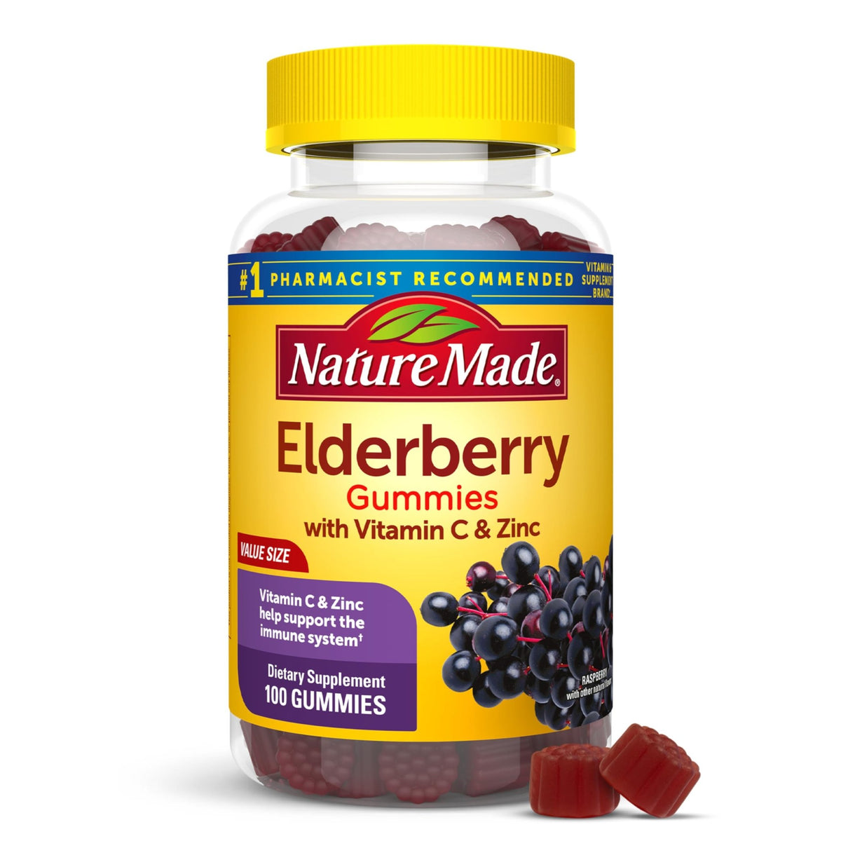 Nature Made Elderberry Gummies with Vitamin C and Zinc, Dietary Supplement for Immune Support - FENGGESTORE20