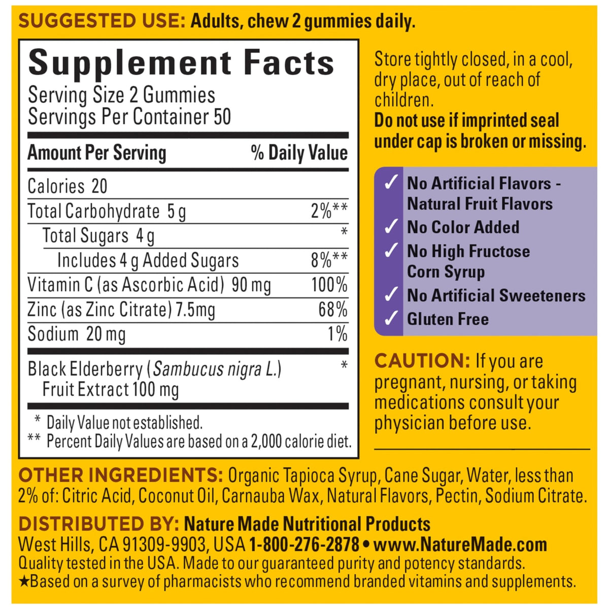 Nature Made Elderberry Gummies with Vitamin C and Zinc, Dietary Supplement for Immune Support - FENGGESTORE20