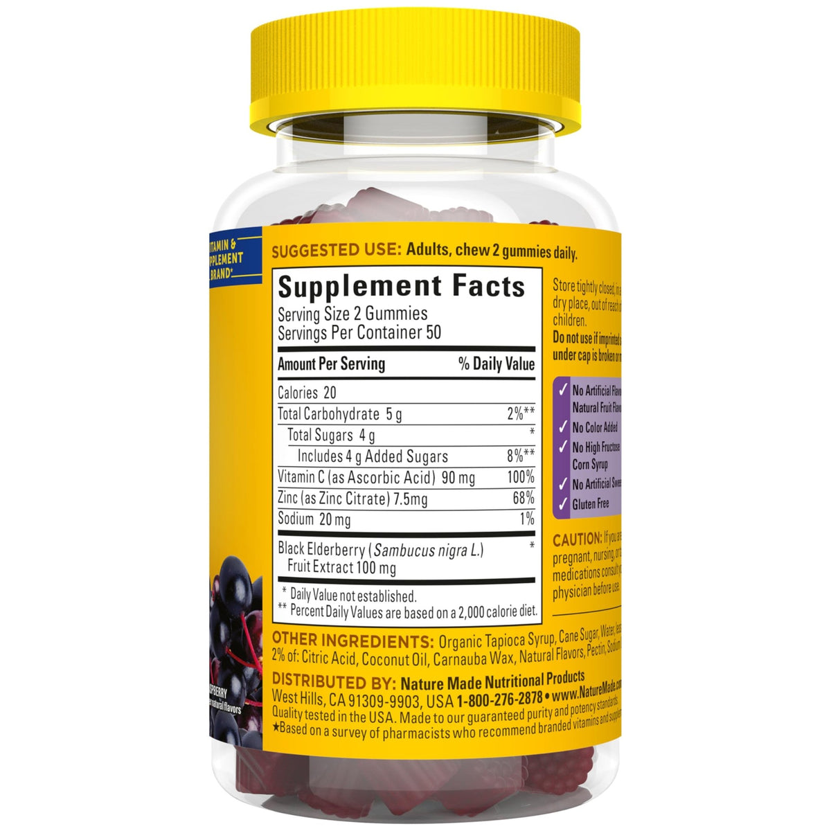 Nature Made Elderberry Gummies with Vitamin C and Zinc, Dietary Supplement for Immune Support - FENGGESTORE20