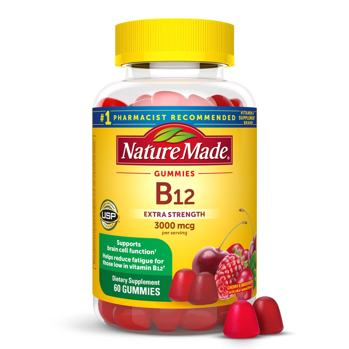 Nature Made Extra Strength Vitamin B12 Gummies 3000 mcg per serving, B12 Vitamins for Energy Metabolism Support, 60 Gummy Vitamins, 30 Day Supply - FENGGESTORE20