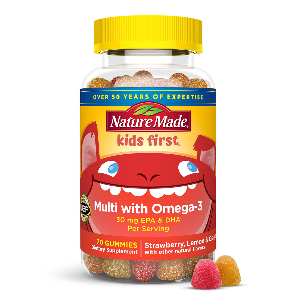 Nature Made Kids First Multivitamin with Omega-3, Kids Gummy Multivitamins with Vitamins and Minerals for Nutritional Support, 70 Gummies - FENGGESTORE20
