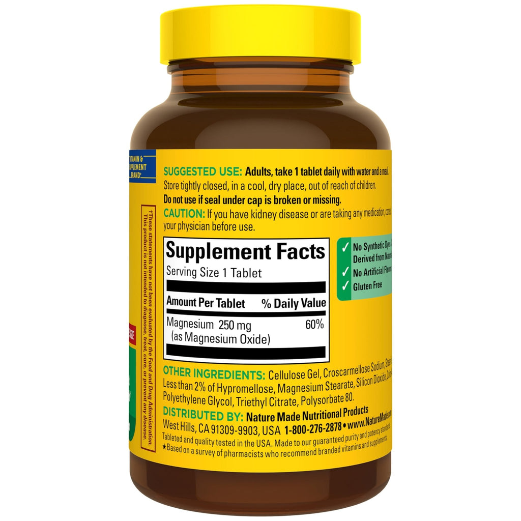Nature Made Magnesium Oxide 250 mg, Magnesium Supplements for Men and Women, Support for Muscle, Heart - FENGGESTORE20