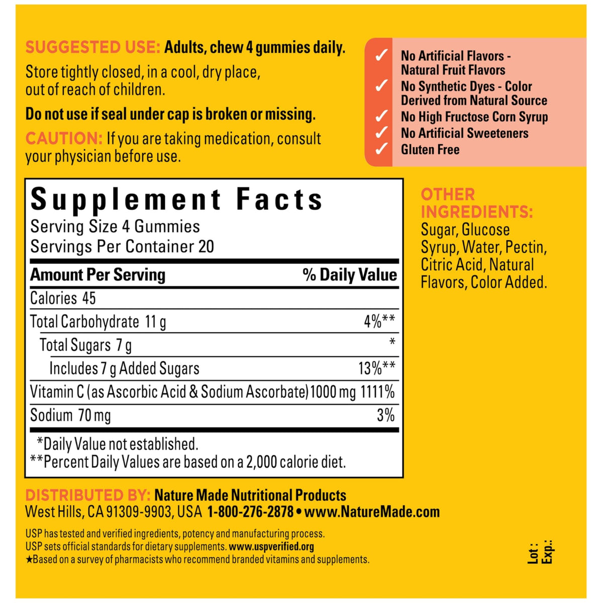Nature Made Maximum Strength Dosage Vitamin C 1000mg per Serving, Immune Support Vitamin C Gummies for Adults, 80 Gummies, 20 Day Supply - FENGGESTORE20