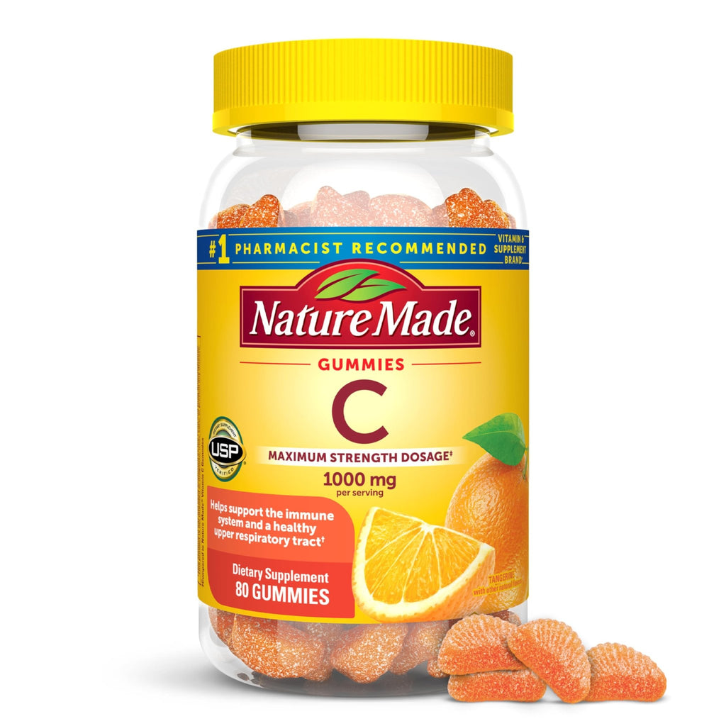 Nature Made Maximum Strength Dosage Vitamin C 1000mg per Serving, Immune Support Vitamin C Gummies for Adults, 80 Gummies, 20 Day Supply - FENGGESTORE20