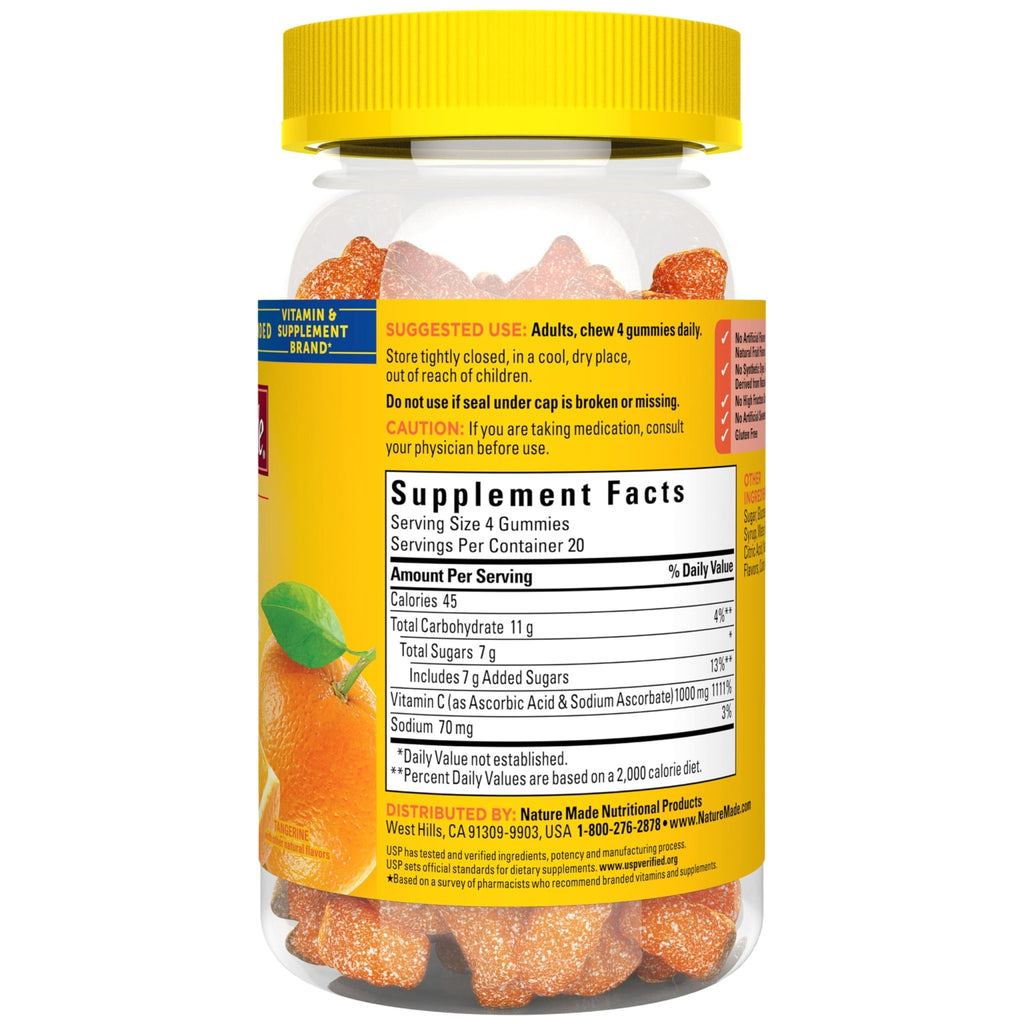 Nature Made Maximum Strength Dosage Vitamin C 1000mg per Serving, Immune Support Vitamin C Gummies for Adults, 80 Gummies, 20 Day Supply - FENGGESTORE20