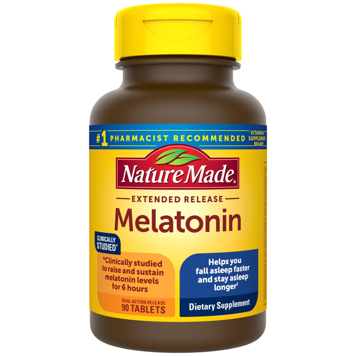 Nature Made Melatonin 4mg Extended Release Tablets, Sleep Supplements for Adults, 100% Drug Free Sleep Aid, 90 Count, 90 Day Supply - FENGGESTORE20