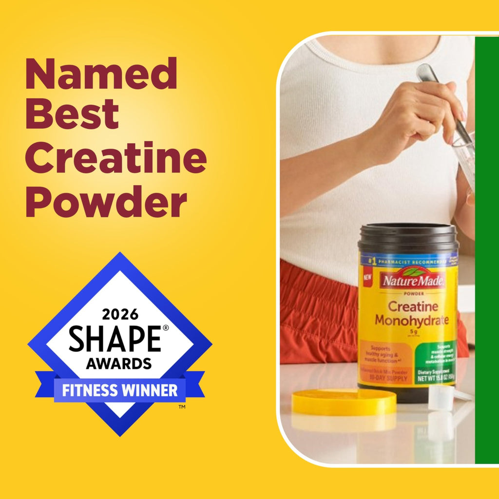 Nature Made Micronized Creatine Monohydrate Powder 5 g per Serving, Unflavored Drink Mix Powder, Muscle Support, 450 g, 90 Day Supply - FENGGESTORE20