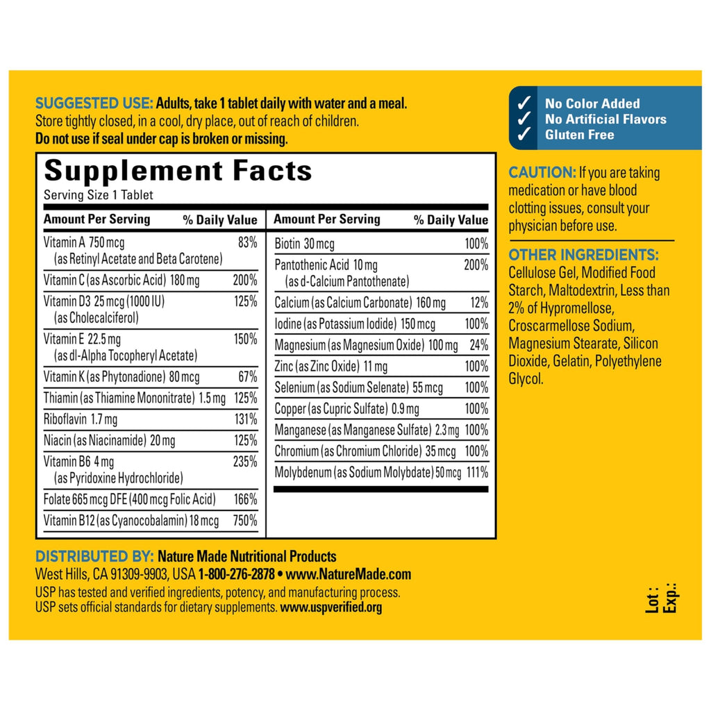 Nature Made Multivitamin for Him, Mens Multivitamins with No Iron, Daily Nutritional Support, Nature Made Multi Mens Vitamins & Minerale - FENGGESTORE20