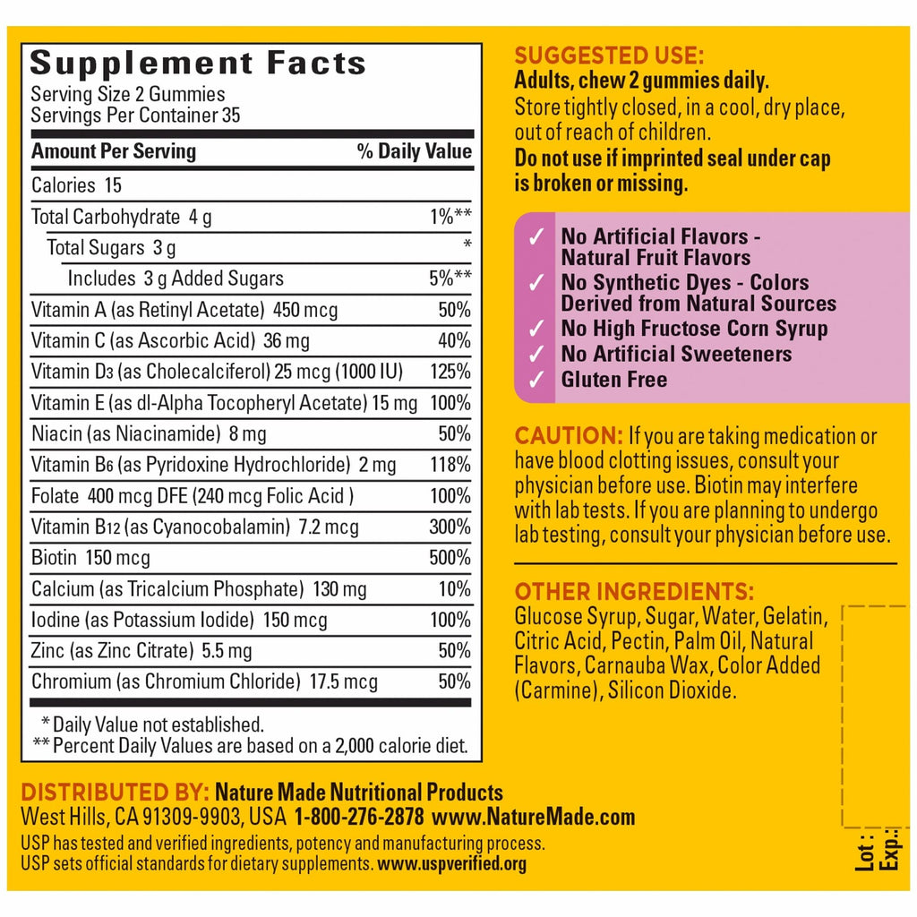 Nature Made Multivitamin For Women, Womens Gummy Multivitamins for Daily Nutritional Support, 70 Multi Vitamin Gummies, 35 Day Supply - FENGGESTORE20