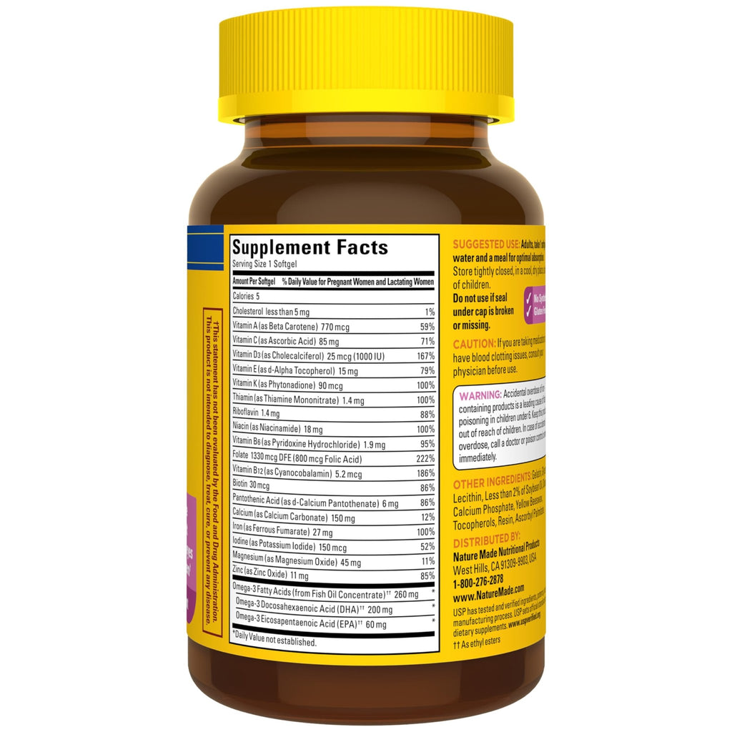 Nature Made Prenatal Vitamins for Women with Folic Acid + DHA, Prenatal Vitamin and Mineral Supplement for Daily Nutritional Support - FENGGESTORE20