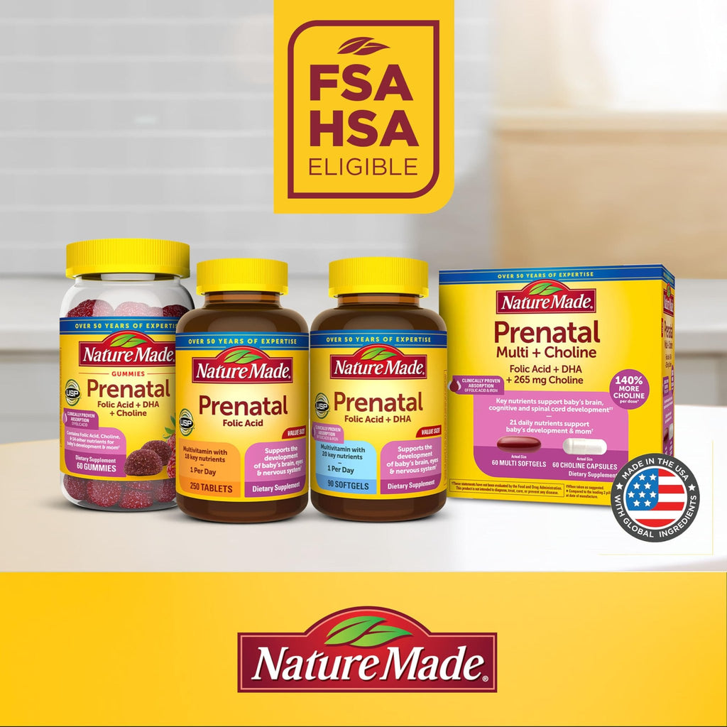 Nature Made Prenatal Vitamins for Women with Folic Acid + DHA, Prenatal Vitamin and Mineral Supplement for Daily Nutritional Support - FENGGESTORE20