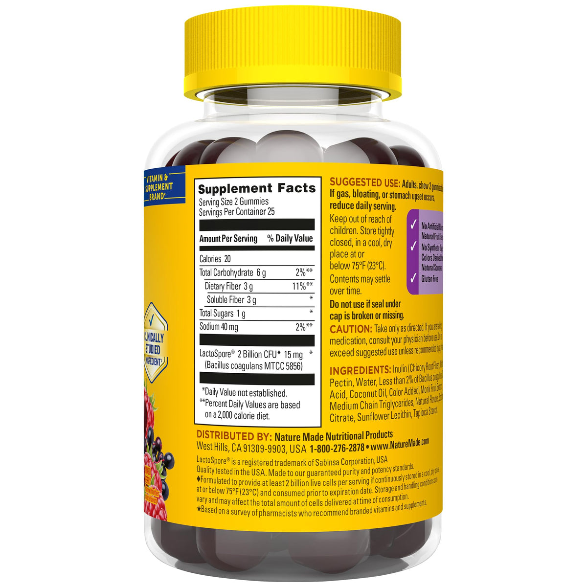Nature Made Probiotic + Prebiotic Fiber Gummies for Daily Gut Health, Fiber Supplement with Probiotics for Digestive Health Support - FENGGESTORE20