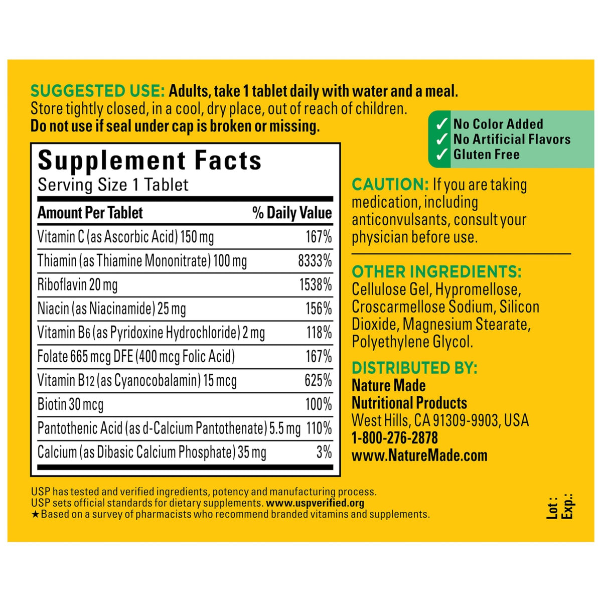 Nature Made Super B Complex with Vitamin C & Folic Acid, B Complex Vitamins for Women and Men, Dietary Supplement - FENGGESTORE20