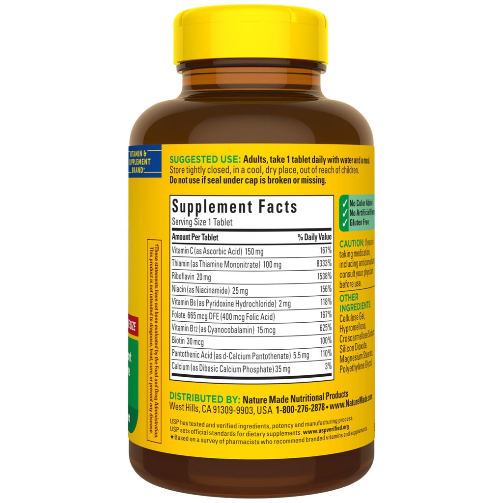 Nature Made Super B Complex with Vitamin C & Folic Acid, B Complex Vitamins for Women and Men, Dietary Supplement - FENGGESTORE20