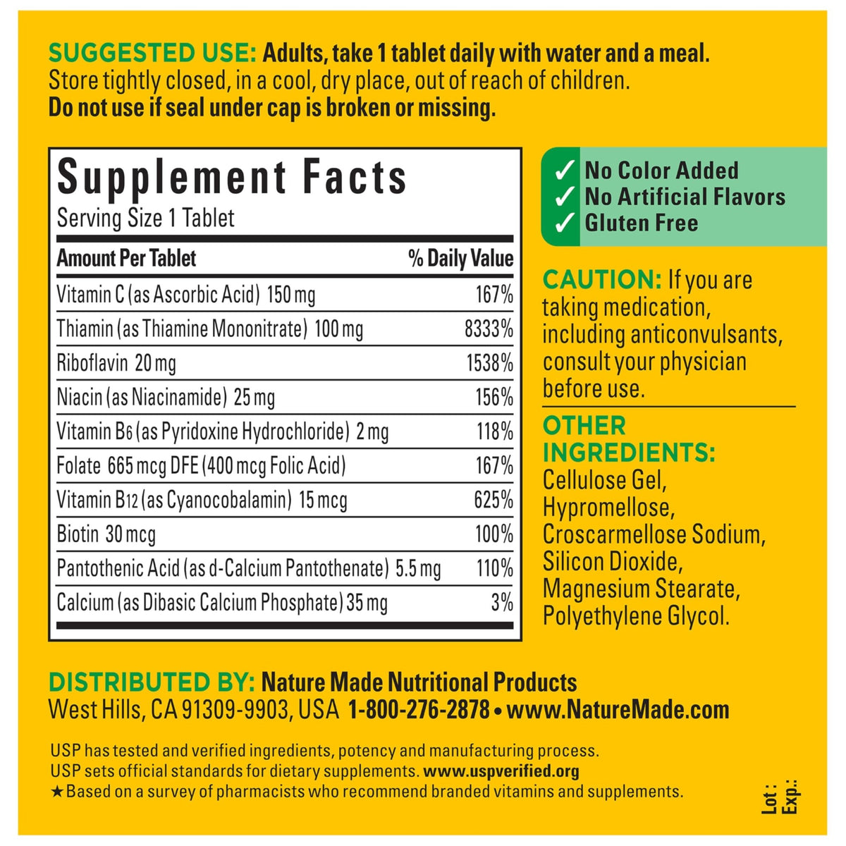 Nature Made Super B Complex with Vitamin C & Folic Acid, B Complex Vitamins for Women and Men, Dietary Supplement - FENGGESTORE20