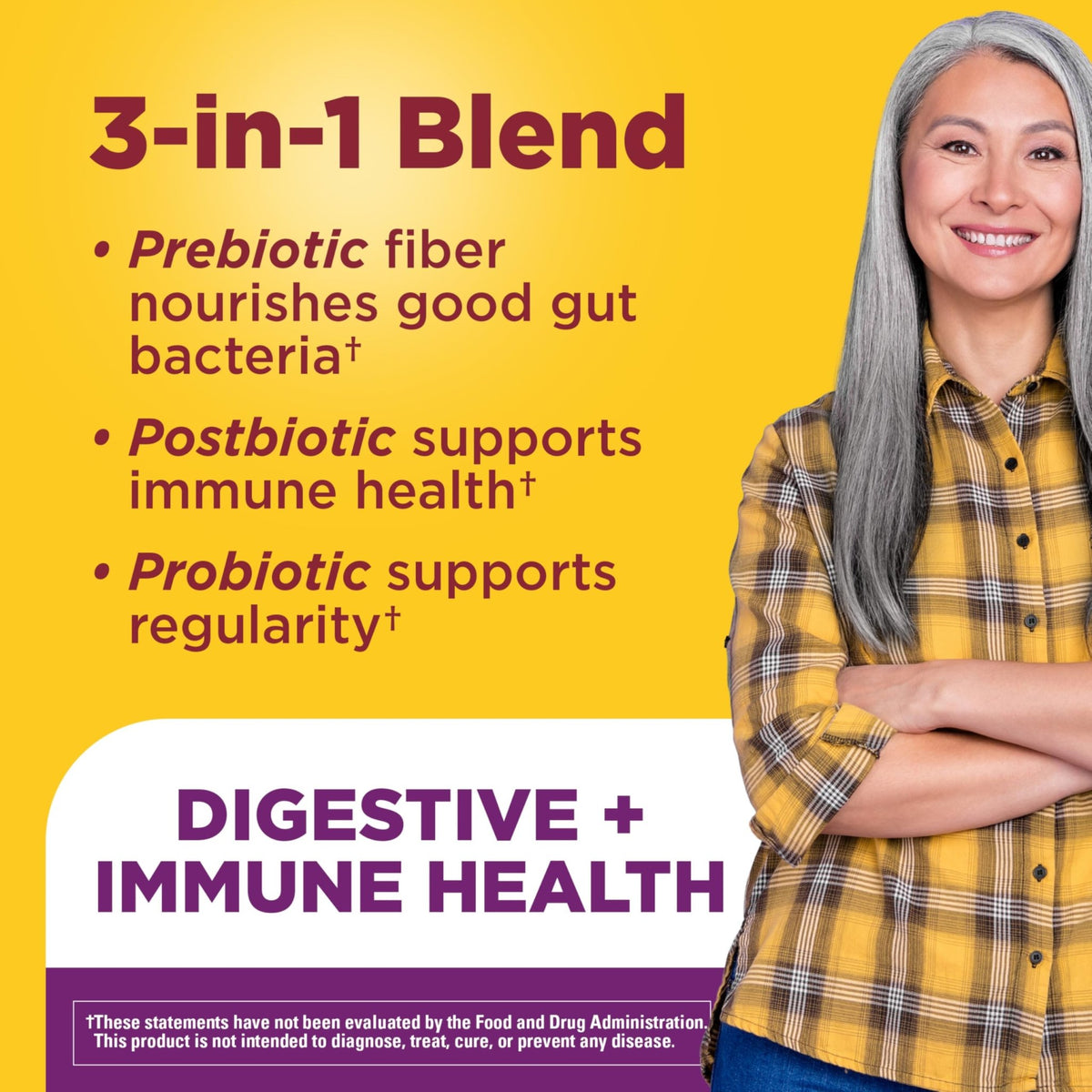 Nature Made Triple-Action Biotics, Gut and Immune Health Support, Digestive Probiotics for Women and Men, Prebiotic Fiber Gummies, 48 Gummies, 24 Day Supply - FENGGESTORE20