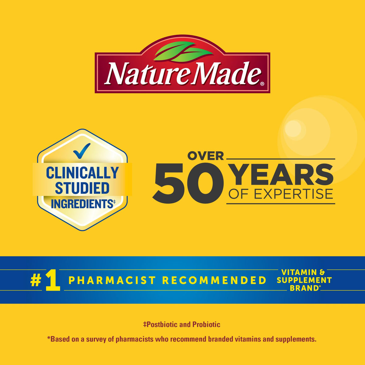 Nature Made Triple-Action Biotics, Gut and Immune Health Support, Digestive Probiotics for Women and Men, Prebiotic Fiber Gummies, 48 Gummies, 24 Day Supply - FENGGESTORE20