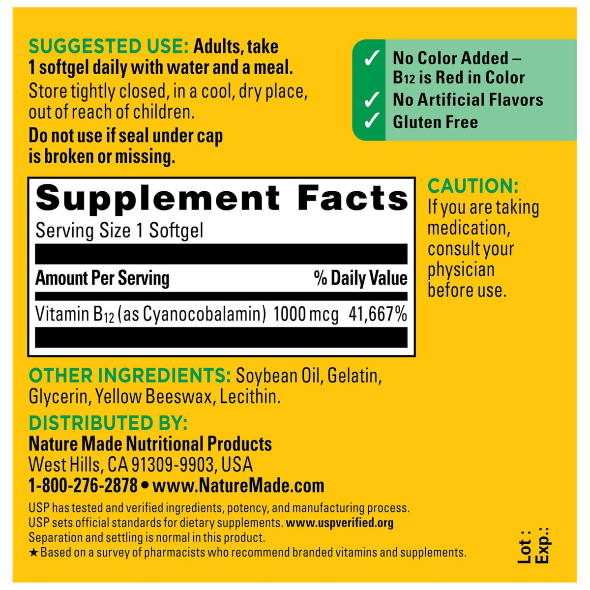 Nature Made Vitamin B12 1000 mcg, Dietary Supplement for Energy Metabolism Support, B12 Vitamins 1000 mcg, 150 Softgels, 150 Day Supply - FENGGESTORE20