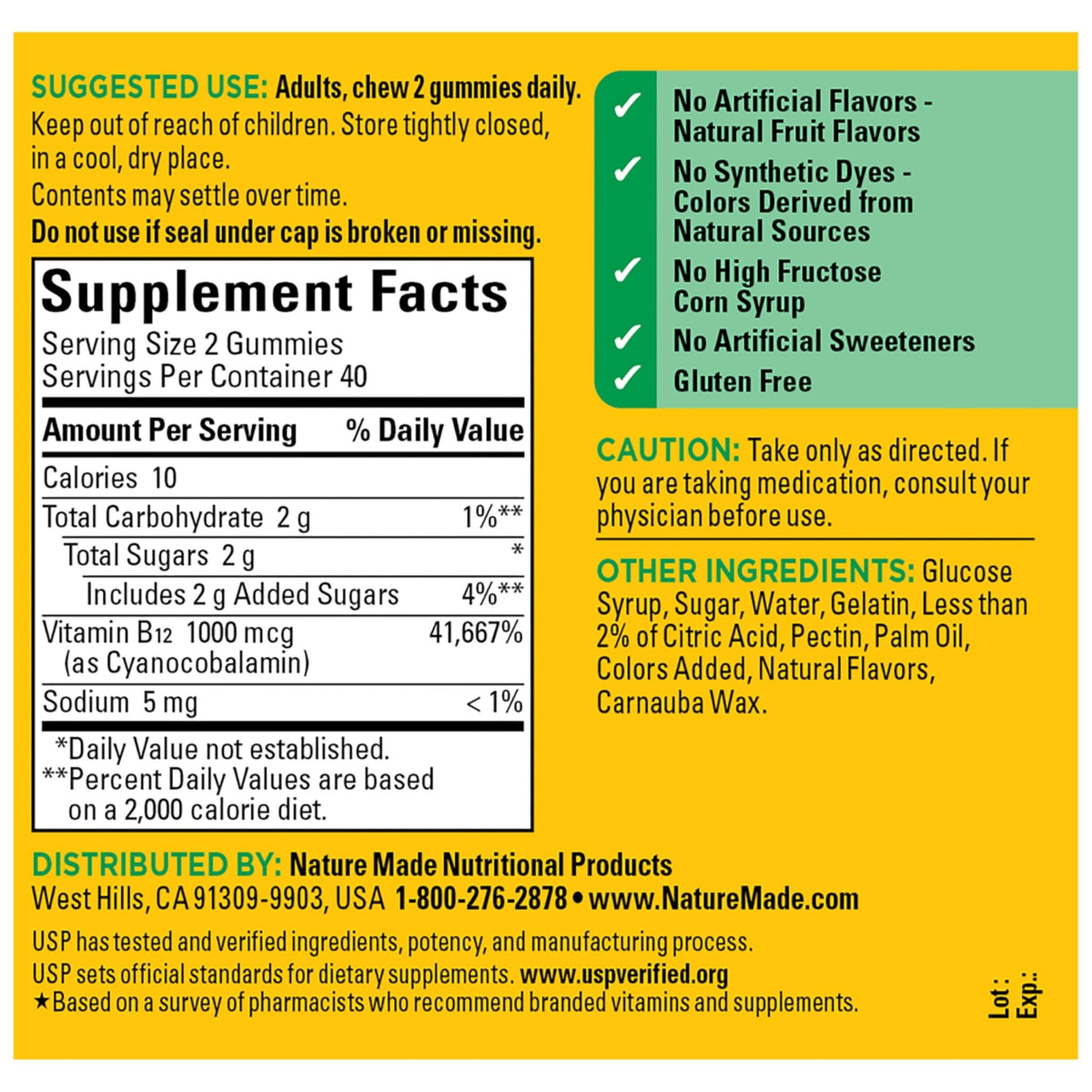 Nature Made Vitamin B12 Gummies 1000 mcg per serving, Dietary Supplement for Energy Metabolism Support, B12 Vitamins - FENGGESTORE20