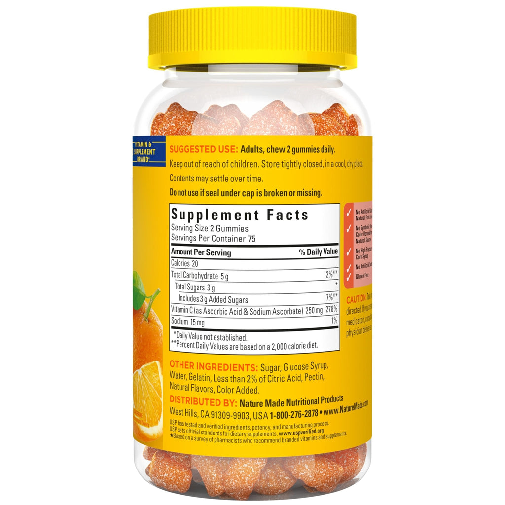 Nature Made Vitamin C 250 mg Per Serving, Dietary Supplement for Immune Support, Vitamin C Gummies for Adults - FENGGESTORE20