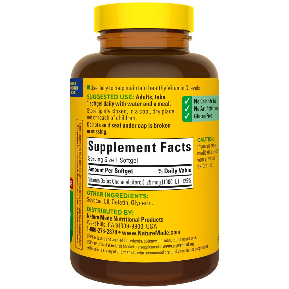Nature Made Vitamin D3 1000 IU (25 mcg), Vitamin D Supplement for Bone, Teeth, Muscle and Immune Health Support, 300 Softgels, 300 Day Supply - FENGGESTORE20