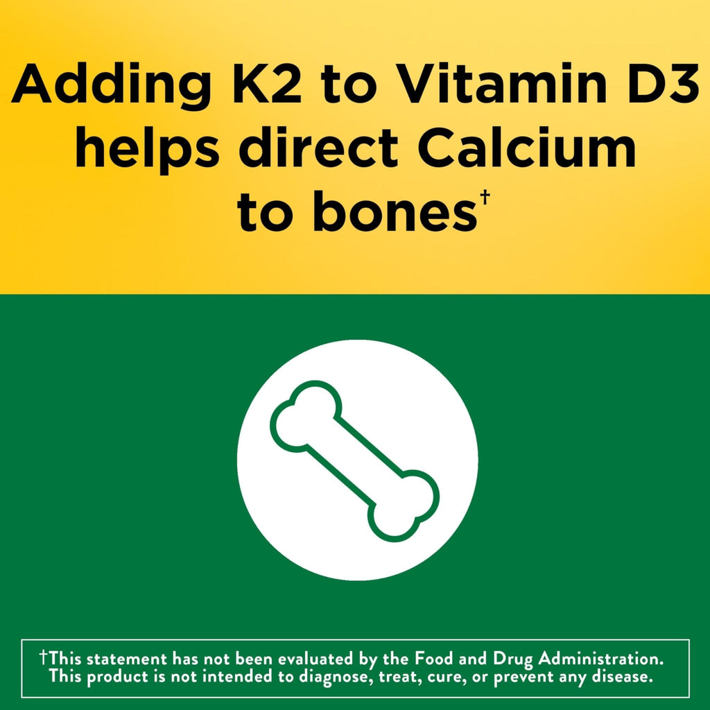 Nature Made Vitamin D3 K2 Supplement, 5000 IU (125 mcg) Vitamin D for Bone, Teeth, Muscle and Immune Support - FENGGESTORE20