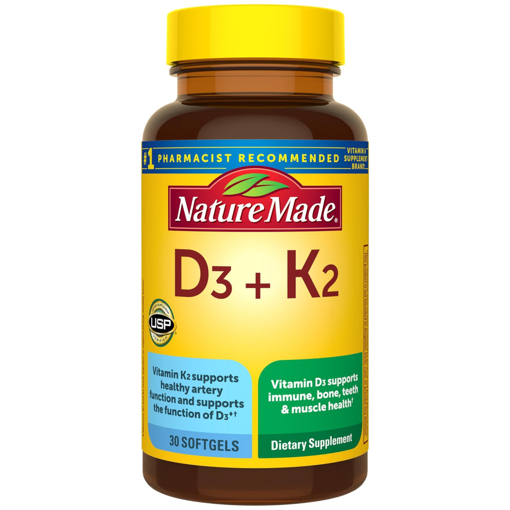 Nature Made Vitamin D3 K2 Supplement, 5000 IU (125 mcg) Vitamin D for Bone, Teeth, Muscle and Immune Support - FENGGESTORE20