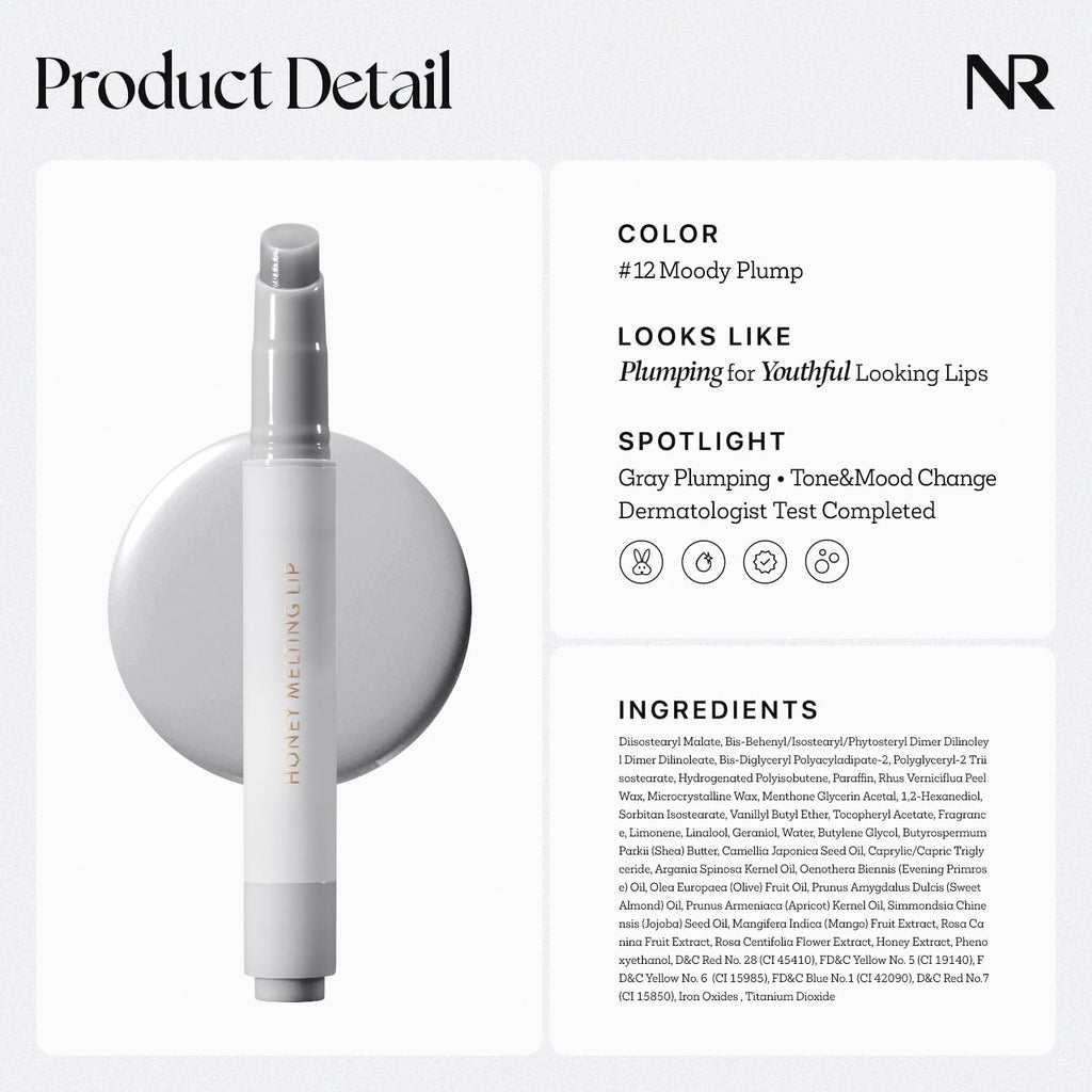 Nature Republic HONEY MELTING LIP PLUMPING (12 GRAY) SOFT LIP STICK Moody Plump - FENGGESTORE20
