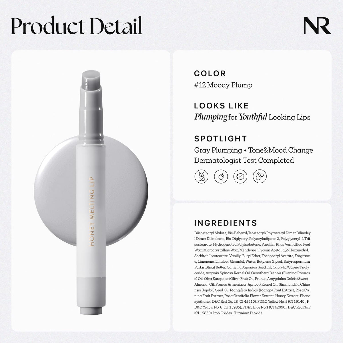 Nature Republic HONEY MELTING LIP PLUMPING (12 GRAY) SOFT LIP STICK Moody Plump - FENGGESTORE20