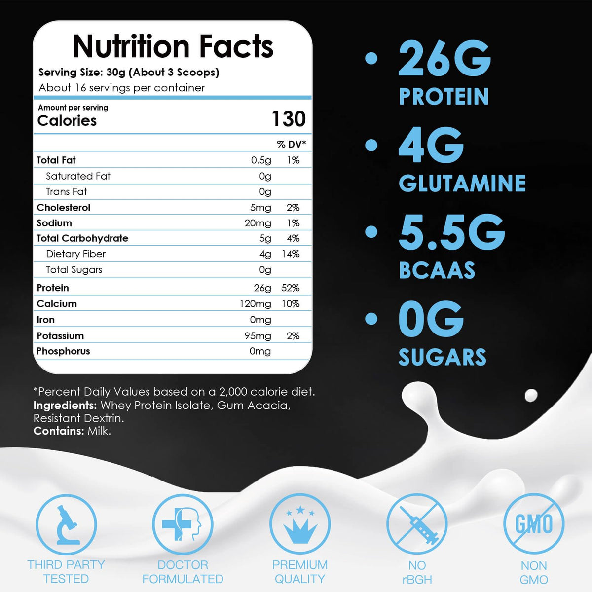 NATURE TARGET Unflavored Whey Protein Isolate - 26g Protein, 0g Sugar, Keto Friendly - No rBGH, Grass Fed - Perfect for Coffee, Baking & Smoothies - 1.10 LB (16 Servings) - FENGGESTORE20