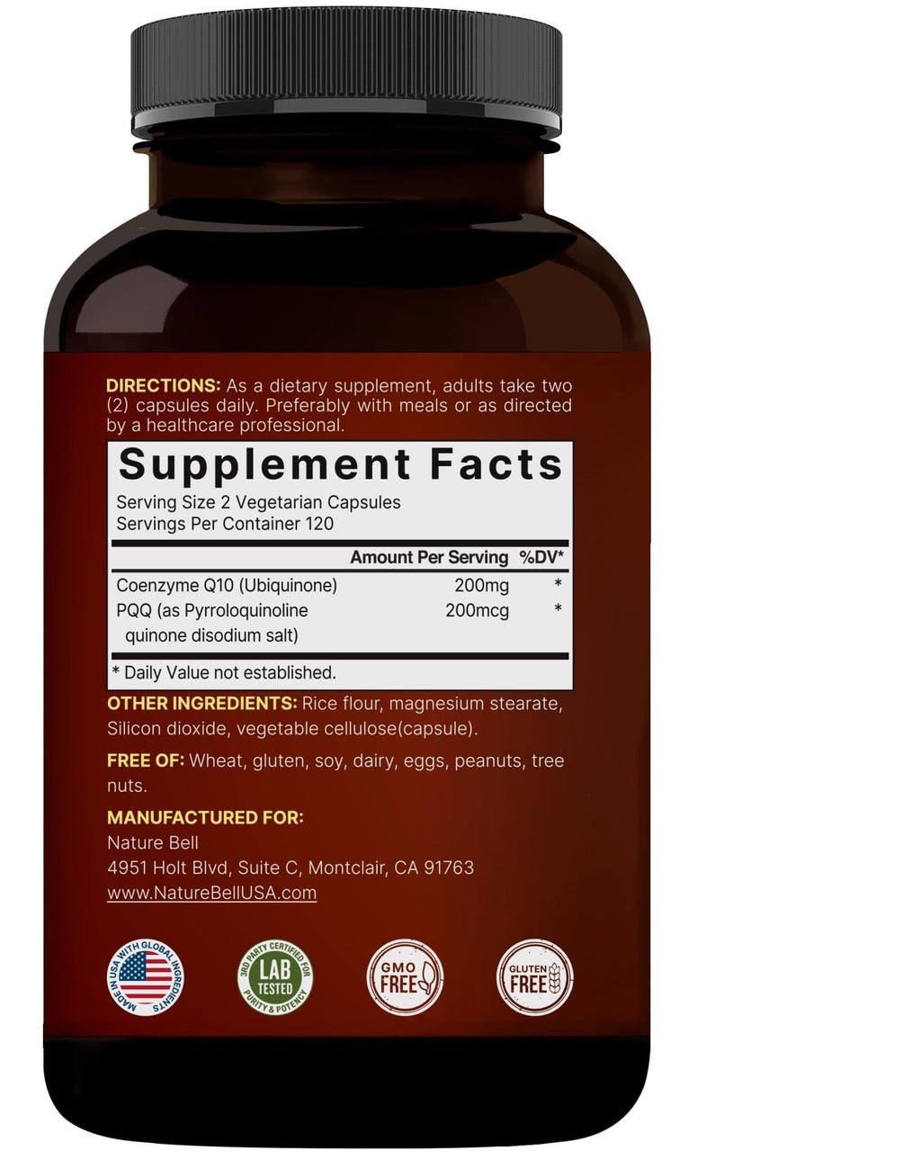NatureBell CoQ10 200mg with PQQ, 240 Veggie Capsules | Stable High Absorption Form – Antioxidant Support for Heart, & Energy Health - FENGGESTORE20