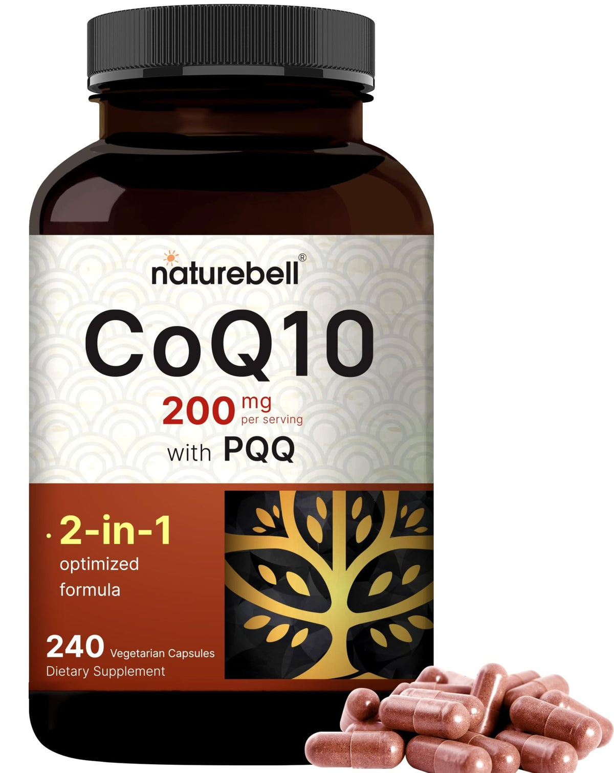 NatureBell CoQ10 200mg with PQQ, 240 Veggie Capsules | Stable High Absorption Form – Antioxidant Support for Heart, & Energy Health - FENGGESTORE20
