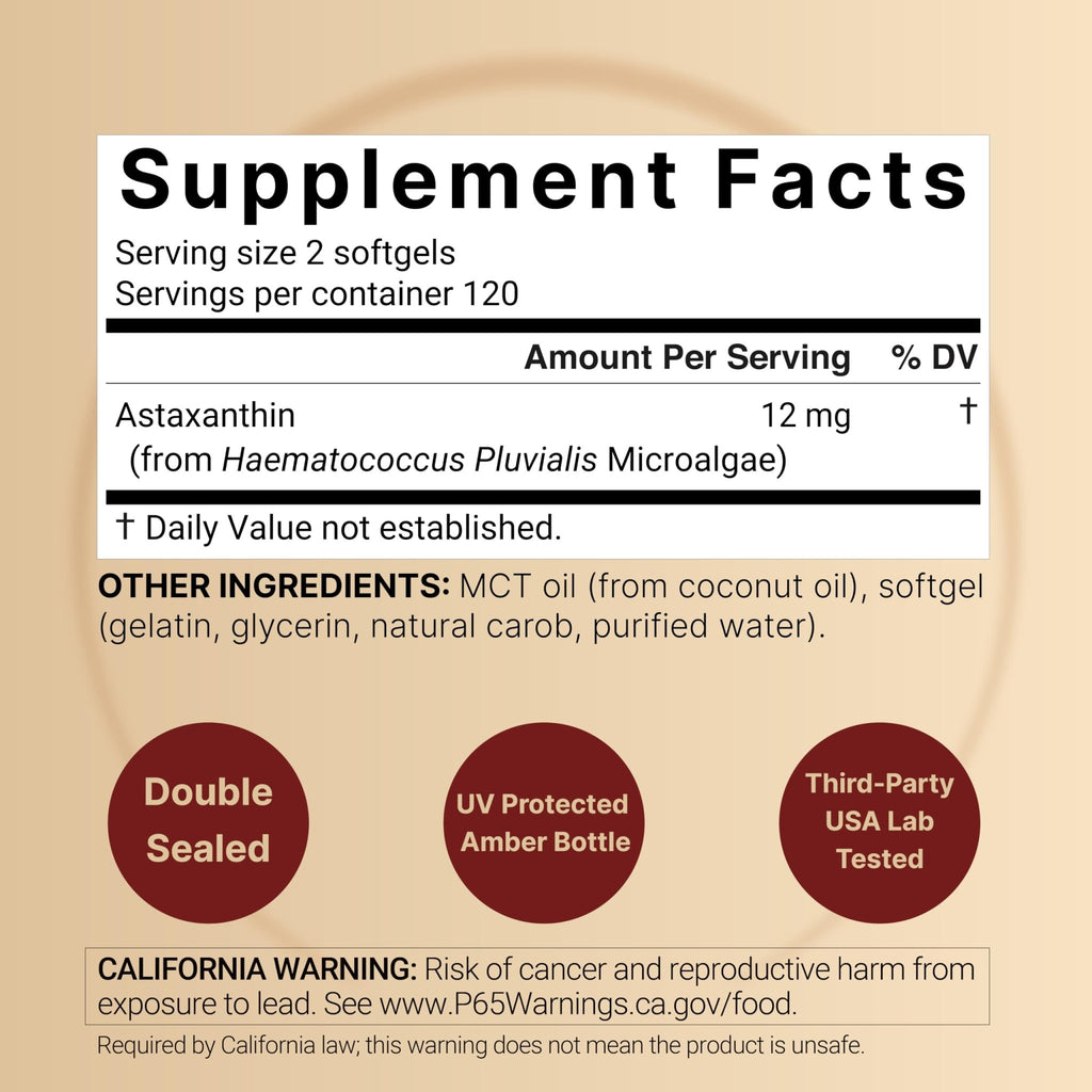 NatureBell Maximum Strength Astaxanthin 12mg, 240 Softgels - 4 Month Supply - Natural Antioxidant from Haematococcus - FENGGESTORE20