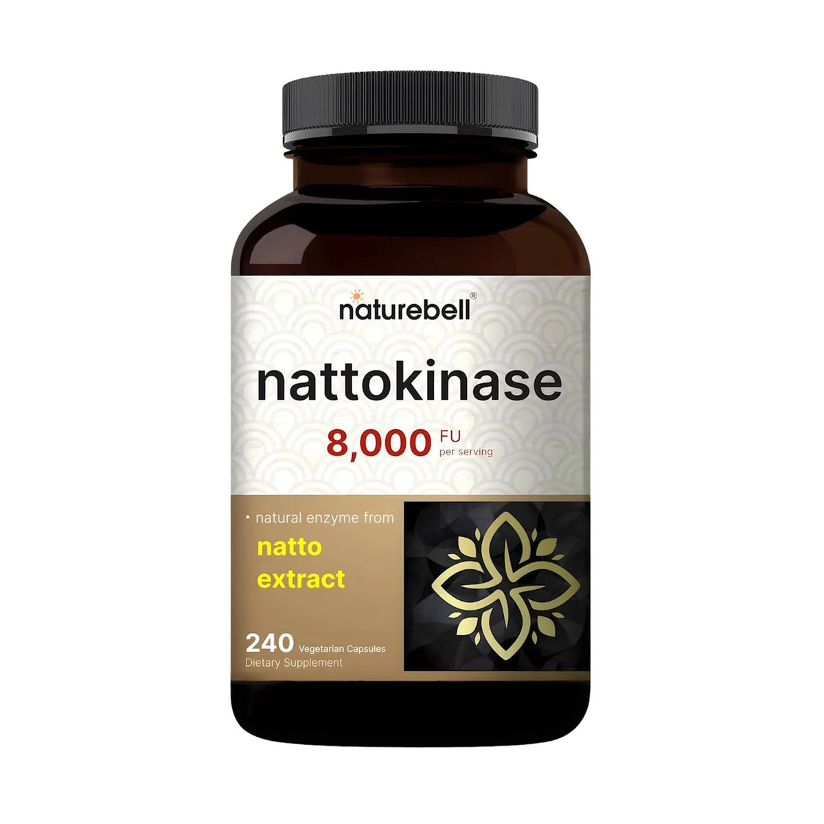 NatureBell Nattokinase - 240 Capsules - 8,000 FU Max Strength from Fermented Natto Extract - for Heart Health - FENGGESTORE20