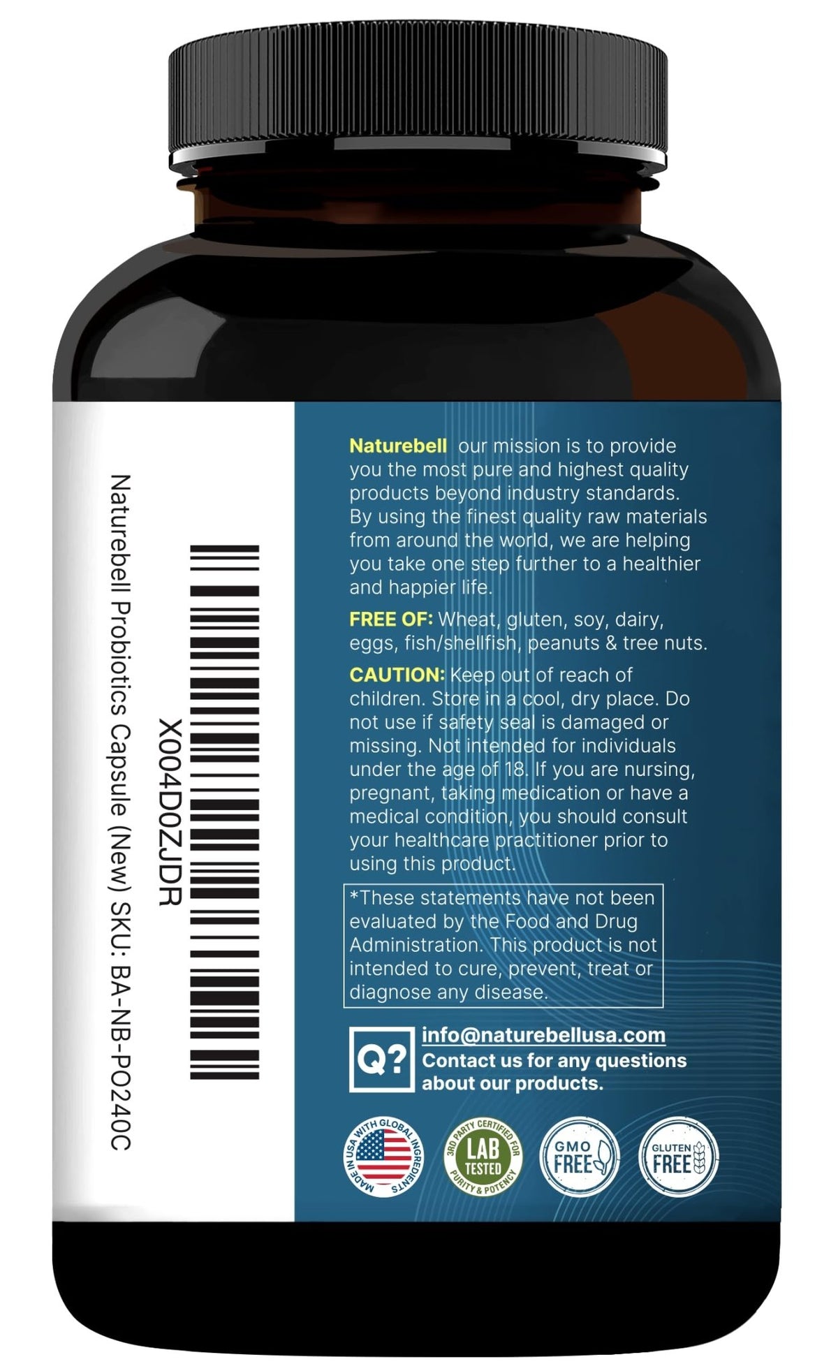 NatureBell Probiotic 200 Billion CFU – 40 Strains Per Serving | 240 Veggie Capsules with Prebiotics and Probiotics – Full Spectrum Complex with Enzymes - FENGGESTORE20