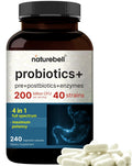 NatureBell Probiotic 200 Billion CFU – 40 Strains Per Serving | 240 Veggie Capsules with Prebiotics and Probiotics – Full Spectrum Complex with Enzymes - FENGGESTORE20
