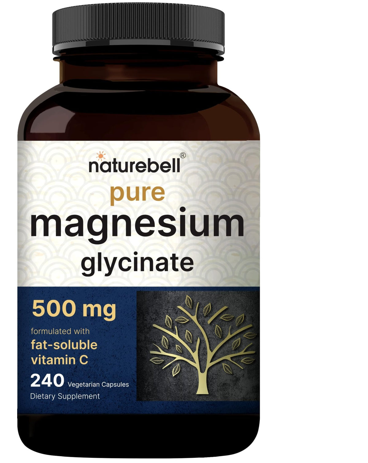 Naturebell Pure Magnesium Glycinate 500mg, 240 Veggie Capsules | 100% Chelated & Purified – 3rd Party Tested, Vegan Friendly, Non-GMO, Filler Free - FENGGESTORE20