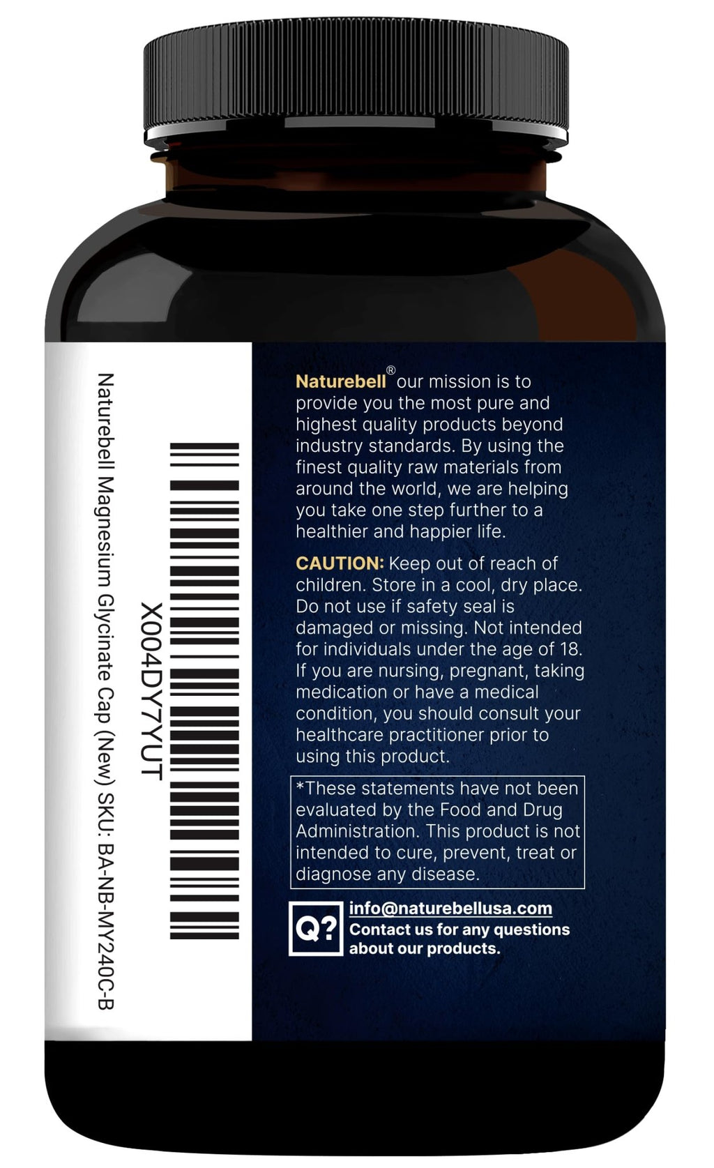 Naturebell Pure Magnesium Glycinate 500mg, 240 Veggie Capsules | 100% Chelated & Purified – 3rd Party Tested, Vegan Friendly, Non-GMO, Filler Free - FENGGESTORE20