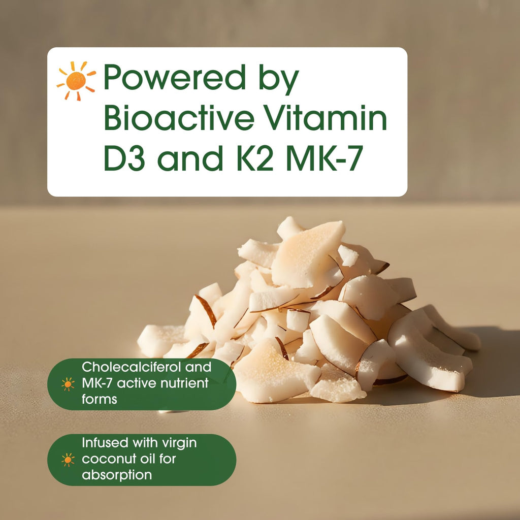 NatureBell Vitamin D3 K2-240 Softgels - 5,000 IU Vitamin D3 & 100mcg Vitamin K2 MK-7 - with Virgin Coconut Oil - Bone, Heart & Immune Health Support - FENGGESTORE20