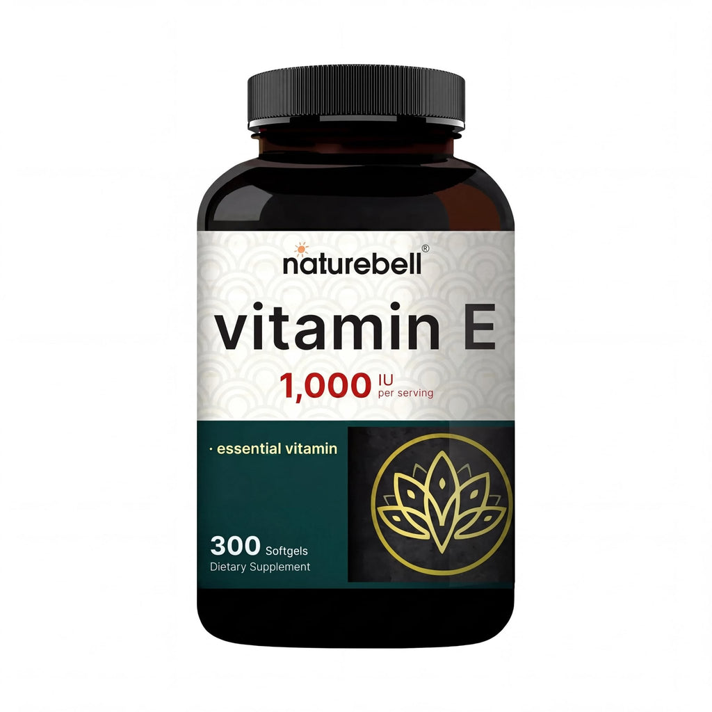 NatureBell Vitamin E 1,000 IU Per Serving - 300 Softgels - Antioxidant Supplement for Skin, Heart & Brain Health Support - FENGGESTORE20